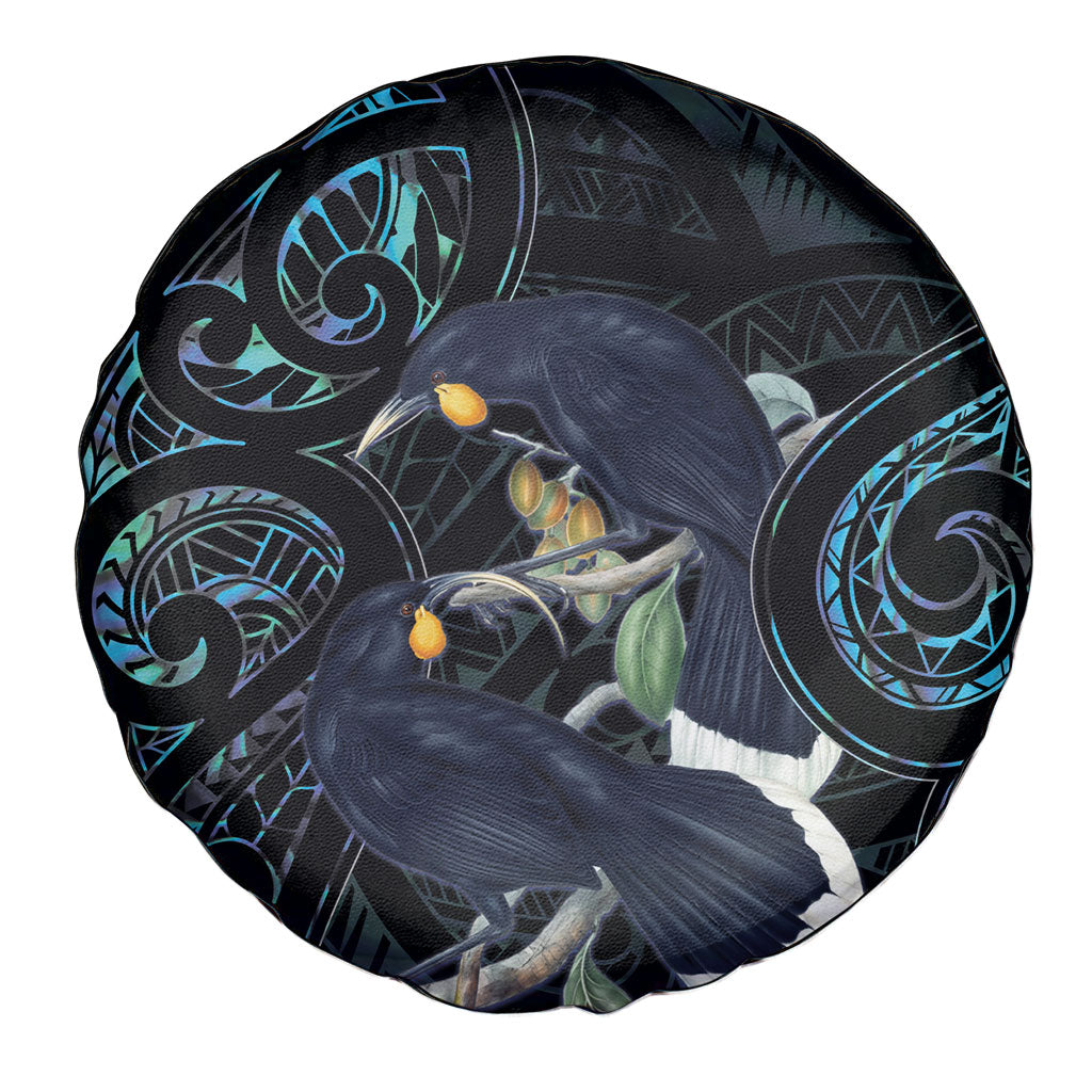 New Zealand Huia Bird Spare Tire Cover Paua Shell Maori Pattern