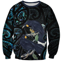 New Zealand Huia Bird Sweatshirt Paua Shell Maori Pattern