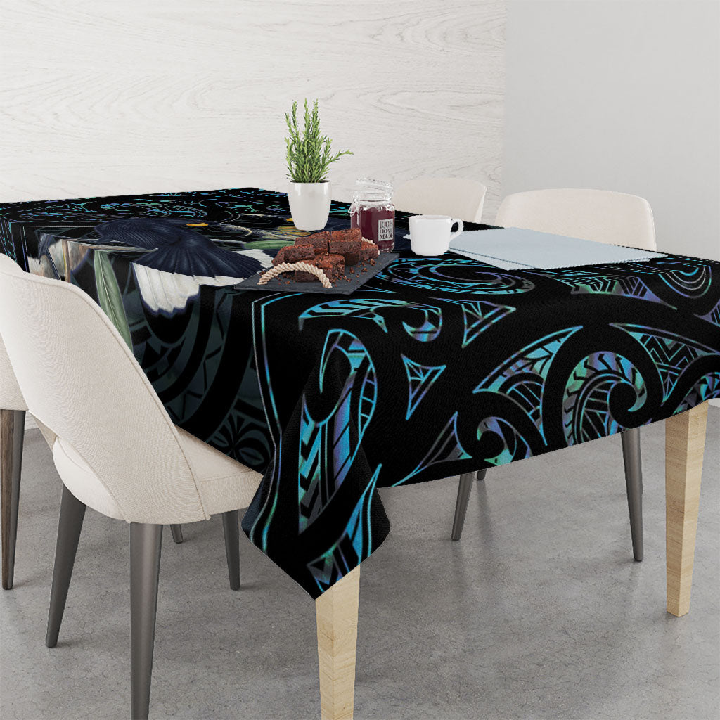 New Zealand Huia Bird Tablecloth Paua Shell Maori Pattern