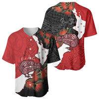 Kiwi New Zealand Personalised Baseball Jersey NZ Map Pohutukawa Fern Maori Pattern