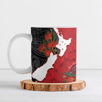 Kiwi New Zealand Personalised Ceramic Mug NZ Map Pohutukawa Fern Maori Pattern