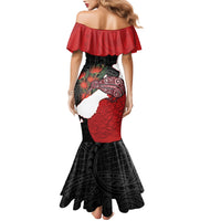 Kiwi New Zealand Personalised Family Matching Mermaid Dress and Hawaiian Shirt NZ Map Pohutukawa Fern Maori Pattern LT22 - Polynesian Pride