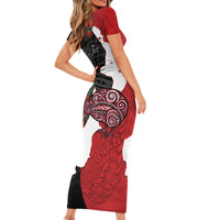 Kiwi New Zealand Personalised Family Matching Short Sleeve Bodycon Dress and Hawaiian Shirt NZ Map Pohutukawa Fern Maori Pattern LT22 - Polynesian Pride