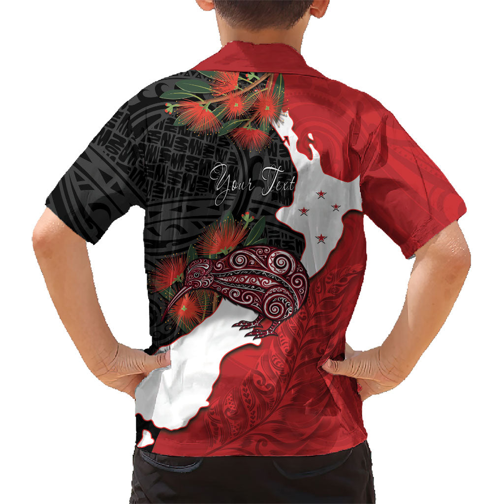 Kiwi New Zealand Personalised Family Matching Tank Maxi Dress and Hawaiian Shirt NZ Map Pohutukawa Fern Maori Pattern LT22 - Polynesian Pride
