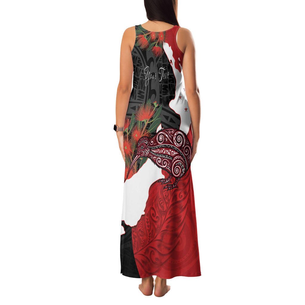 Kiwi New Zealand Personalised Family Matching Tank Maxi Dress and Hawaiian Shirt NZ Map Pohutukawa Fern Maori Pattern LT22 - Polynesian Pride