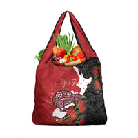 Kiwi New Zealand Personalised Grocery Bag NZ Map Pohutukawa Fern Maori Pattern