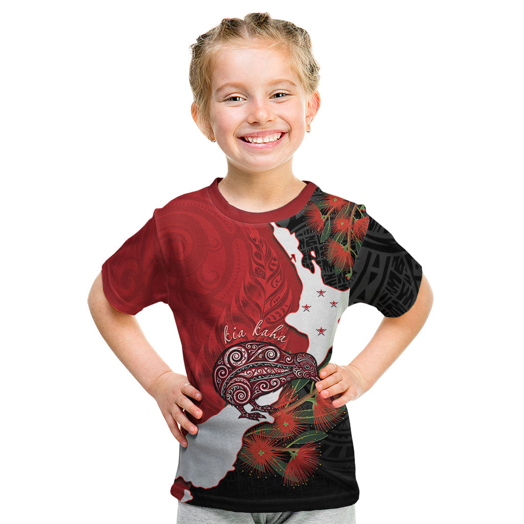 Kiwi New Zealand Personalised Kid T Shirt NZ Map Pohutukawa Fern Maori Pattern