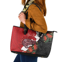 Kiwi New Zealand Personalised Leather Tote Bag NZ Map Pohutukawa Fern Maori Pattern