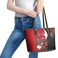 Kiwi New Zealand Personalised Leather Tote Bag NZ Map Pohutukawa Fern Maori Pattern
