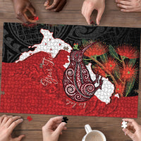 Kiwi New Zealand Personalised Puzzle NZ Map Pohutukawa Fern Maori Pattern