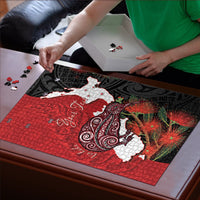 Kiwi New Zealand Personalised Puzzle NZ Map Pohutukawa Fern Maori Pattern