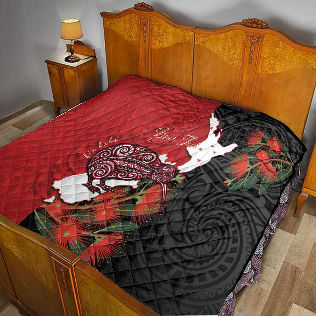 Kiwi New Zealand Personalised Quilt NZ Map Pohutukawa Fern Maori Pattern