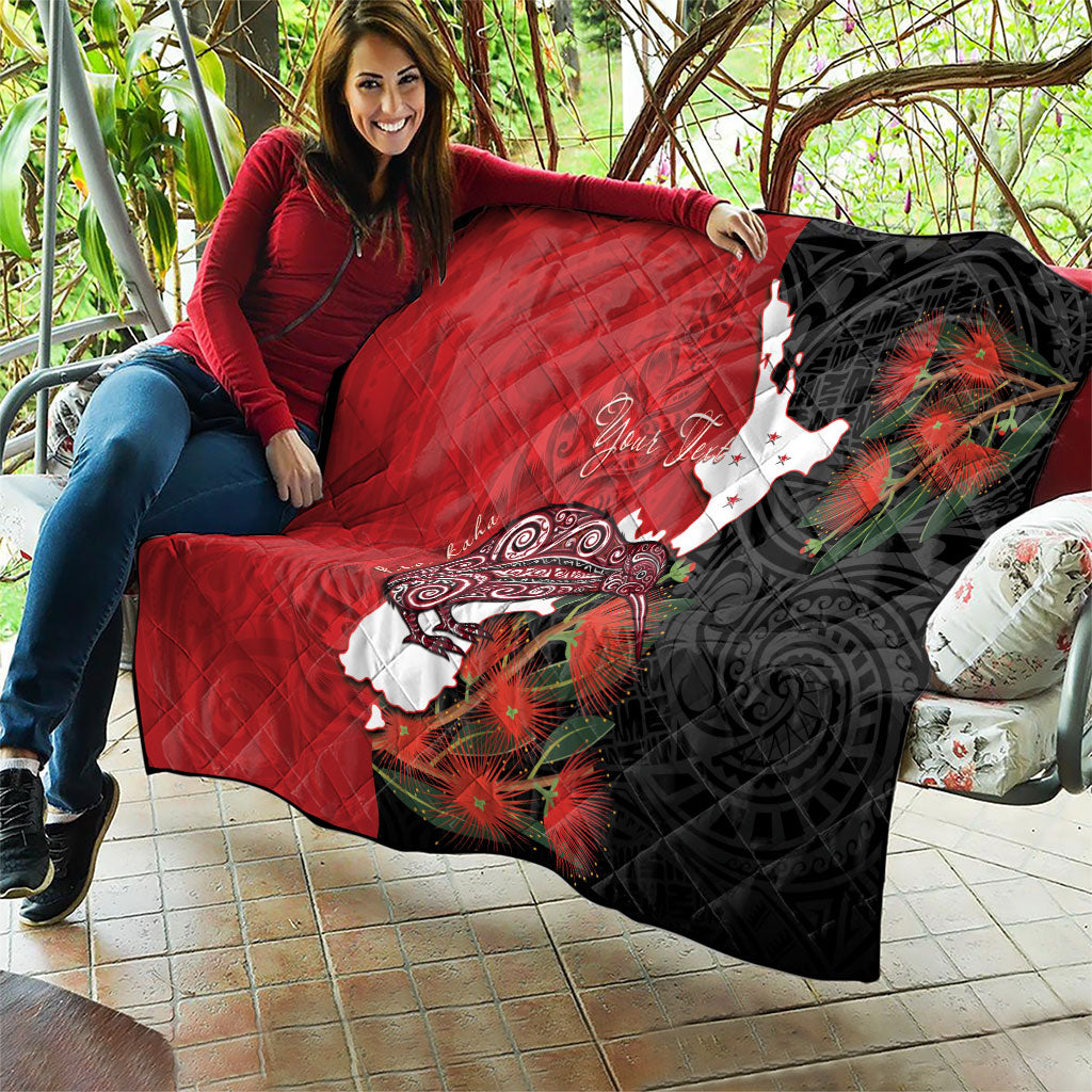 Kiwi New Zealand Personalised Quilt NZ Map Pohutukawa Fern Maori Pattern