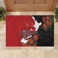 Kiwi New Zealand Personalised Rubber Doormat NZ Map Pohutukawa Fern Maori Pattern
