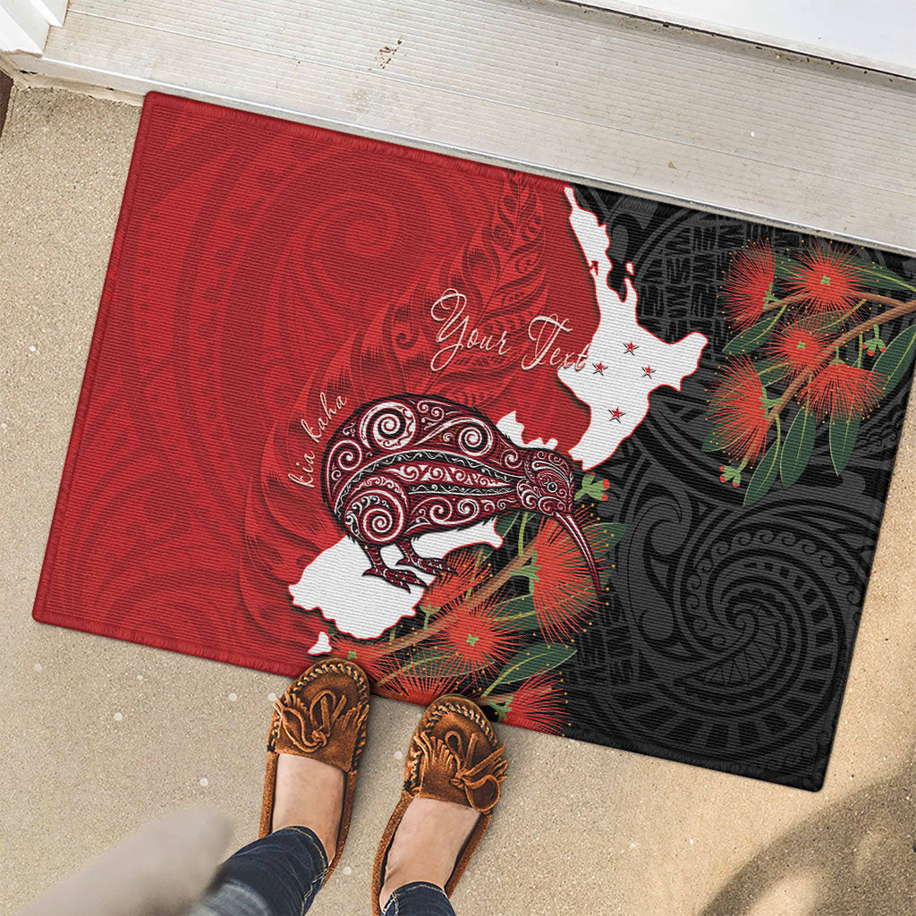 Kiwi New Zealand Personalised Rubber Doormat NZ Map Pohutukawa Fern Maori Pattern
