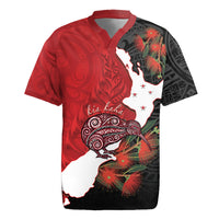 Kiwi New Zealand Personalised Rugby Jersey NZ Map Pohutukawa Fern Maori Pattern