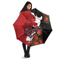 Kiwi New Zealand Personalised Umbrella NZ Map Pohutukawa Fern Maori Pattern
