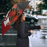 Kiwi New Zealand Personalised Umbrella NZ Map Pohutukawa Fern Maori Pattern
