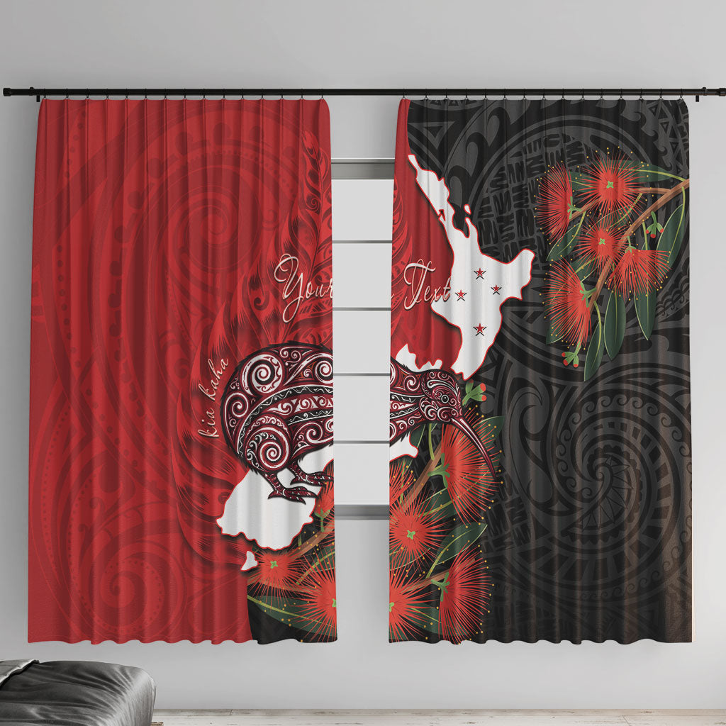 Kiwi New Zealand Personalised Window Curtain NZ Map Pohutukawa Fern Maori Pattern