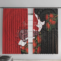 Kiwi New Zealand Personalised Window Curtain NZ Map Pohutukawa Fern Maori Pattern