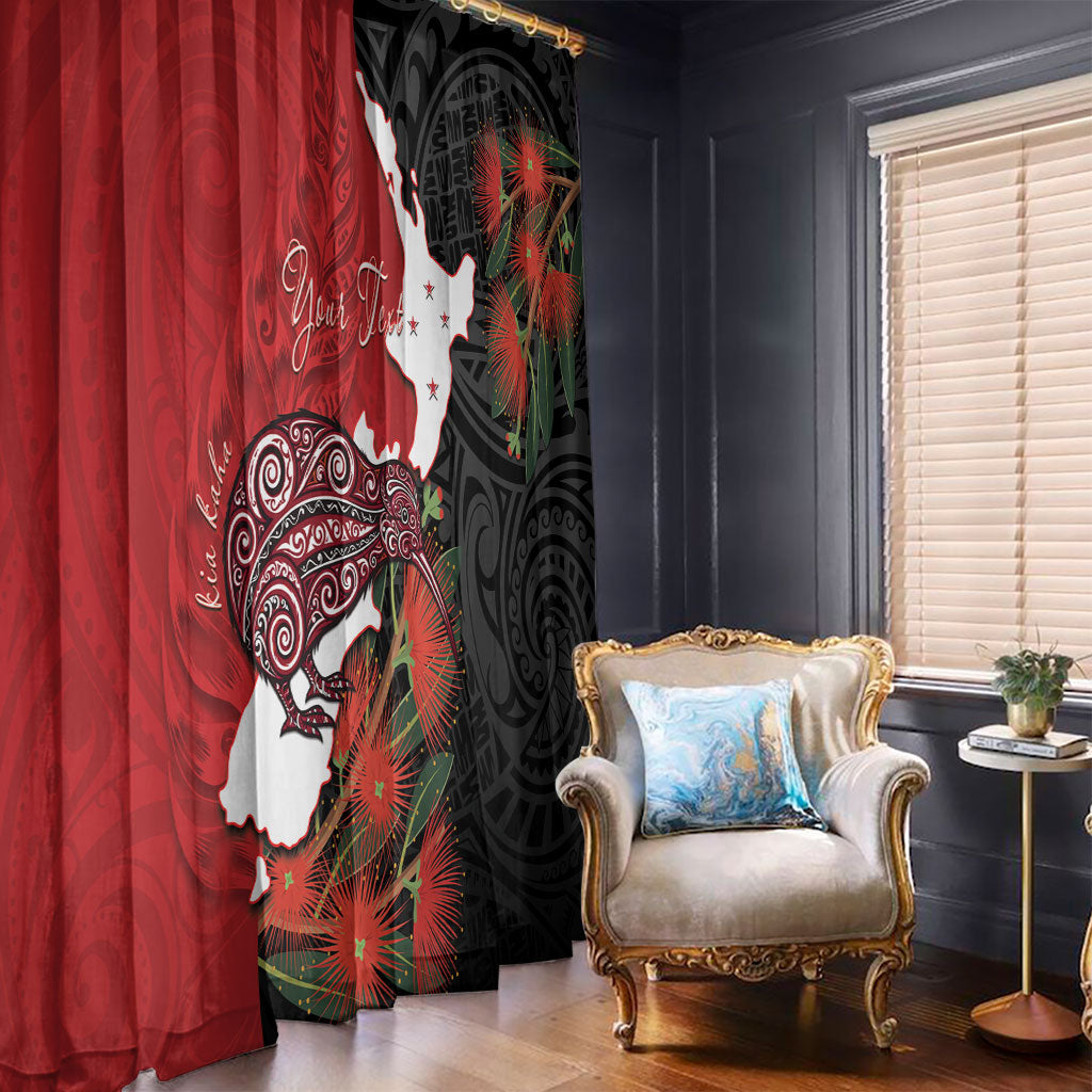 Kiwi New Zealand Personalised Window Curtain NZ Map Pohutukawa Fern Maori Pattern
