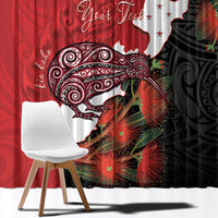 Kiwi New Zealand Personalised Window Curtain NZ Map Pohutukawa Fern Maori Pattern