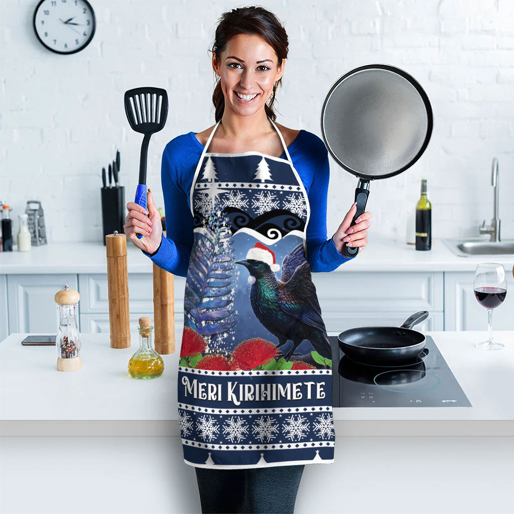 New Zealand Tui Bird Christmas Apron Pohutukawa Xmas Tree Meri Kirihimete
