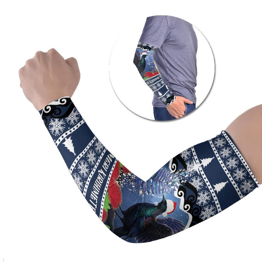 New Zealand Tui Bird Christmas Arm Sleeves Pohutukawa Xmas Tree Meri Kirihimete