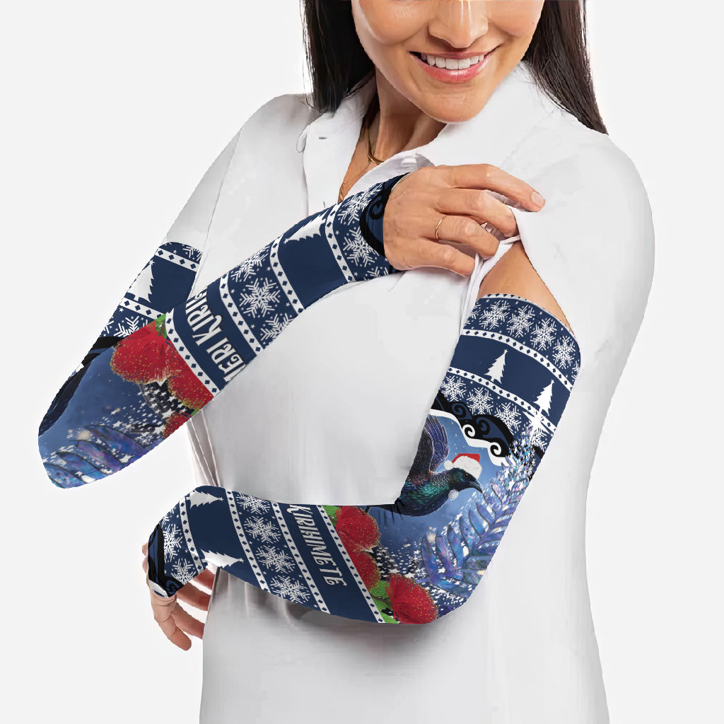 New Zealand Tui Bird Christmas Arm Sleeves Pohutukawa Xmas Tree Meri Kirihimete