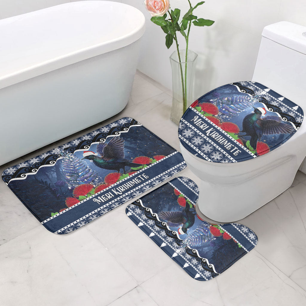 New Zealand Tui Bird Christmas Bathroom Set Pohutukawa Xmas Tree Meri Kirihimete
