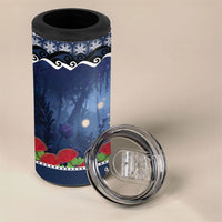 New Zealand Tui Bird Christmas 4 in 1 Can Cooler Tumbler Pohutukawa Xmas Tree Meri Kirihimete LT22 - Polynesian Pride