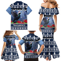 New Zealand Tui Bird Christmas Family Matching Mermaid Dress and Hawaiian Shirt Pohutukawa Xmas Tree Meri Kirihimete LT22 - Polynesian Pride