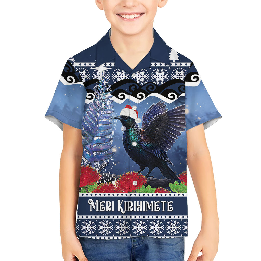 New Zealand Tui Bird Christmas Hawaiian Shirt Pohutukawa Xmas Tree Meri Kirihimete LT22 - Polynesian Pride