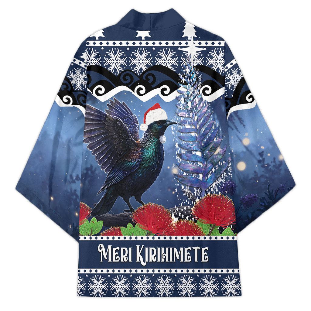 New Zealand Tui Bird Christmas Kimono Pohutukawa Xmas Tree Meri Kirihimete