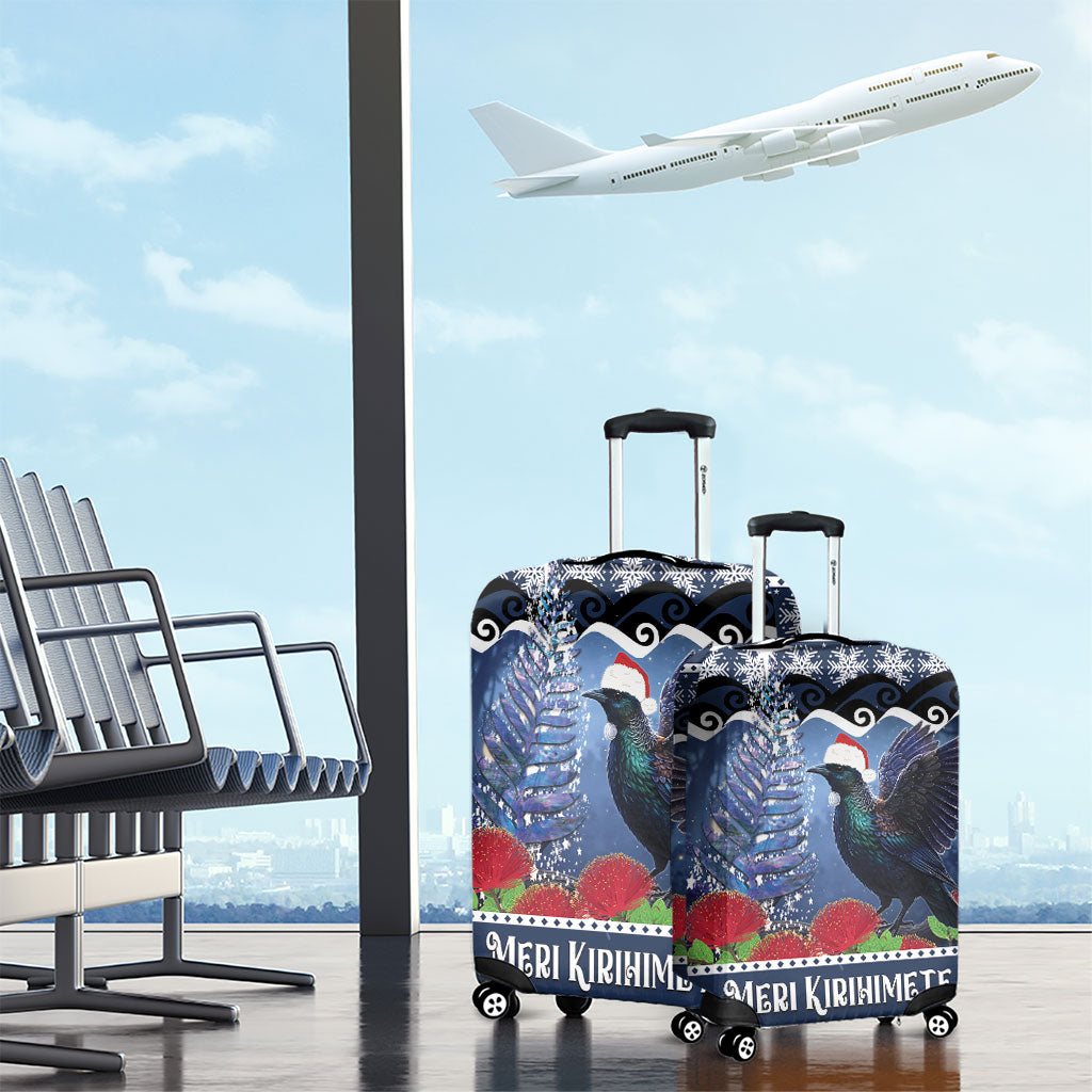 New Zealand Tui Bird Christmas Luggage Cover Pohutukawa Xmas Tree Meri Kirihimete LT22 - Polynesian Pride
