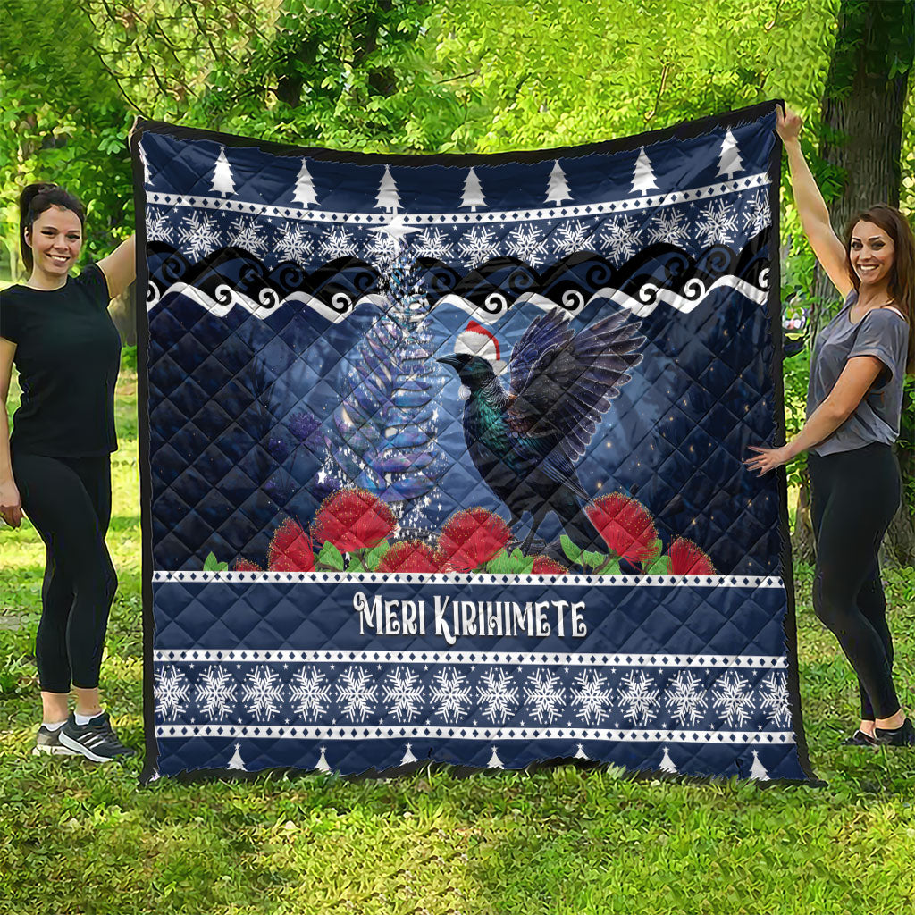 New Zealand Tui Bird Christmas Quilt Pohutukawa Xmas Tree Meri Kirihimete