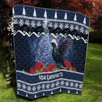 New Zealand Tui Bird Christmas Quilt Pohutukawa Xmas Tree Meri Kirihimete