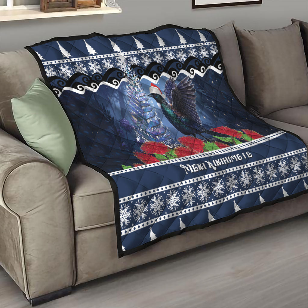 New Zealand Tui Bird Christmas Quilt Pohutukawa Xmas Tree Meri Kirihimete