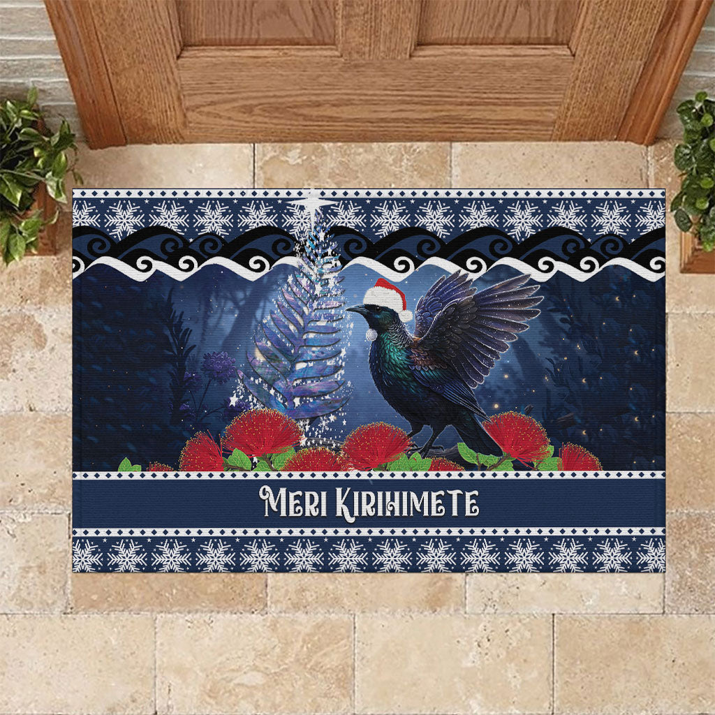 New Zealand Tui Bird Christmas Rubber Doormat Pohutukawa Xmas Tree Meri Kirihimete