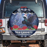 New Zealand Tui Bird Christmas Spare Tire Cover Pohutukawa Xmas Tree Meri Kirihimete LT22 Blue - Polynesian Pride