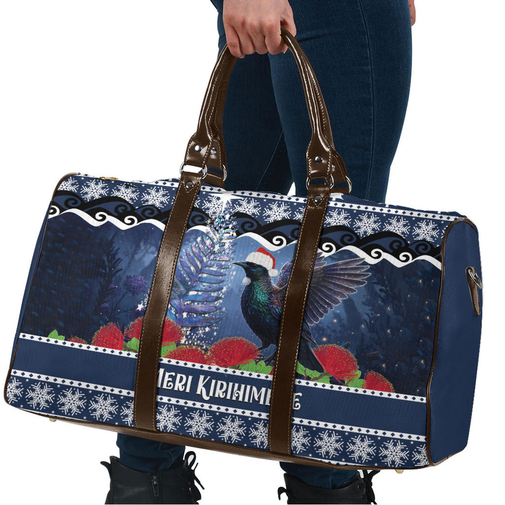 New Zealand Tui Bird Christmas Travel Bag Pohutukawa Xmas Tree Meri Kirihimete