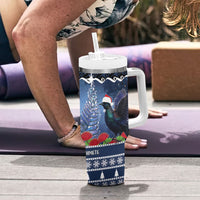 New Zealand Tui Bird Christmas Tumbler With Handle Pohutukawa Xmas Tree Meri Kirihimete