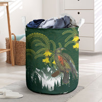 Kea Bird Kowhai New Zealand Laundry Basket Mountain Landscape Maori Art