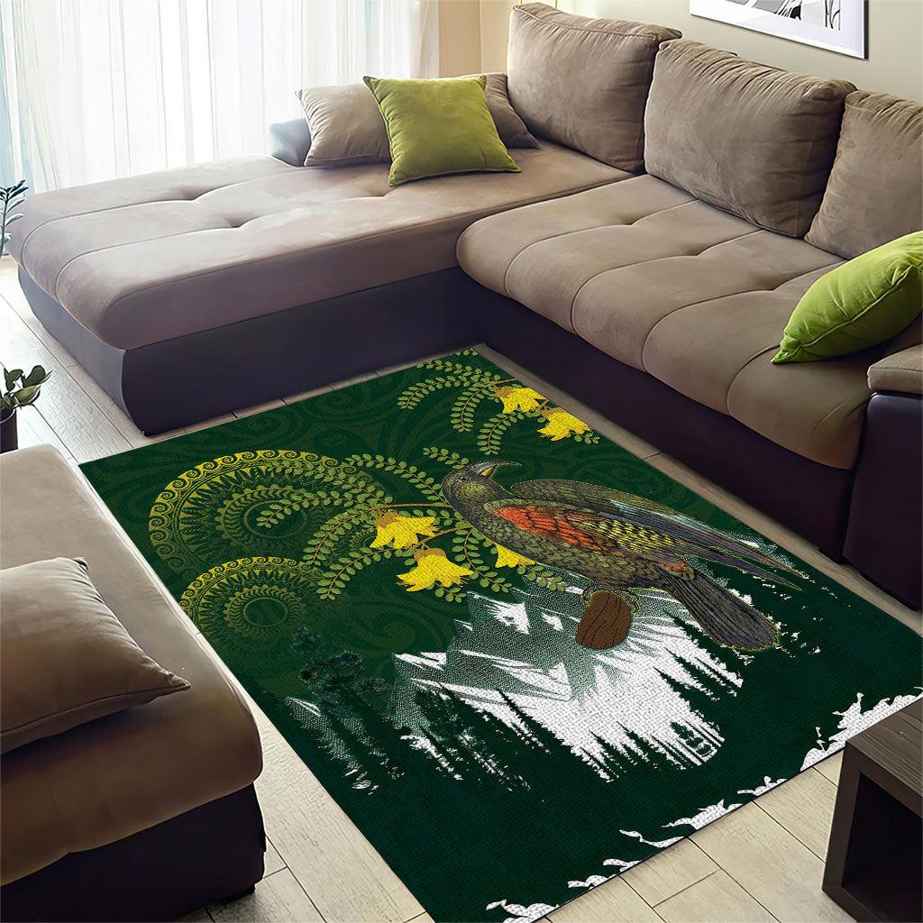 Kea Bird Kowhai New Zealand Area Rug Mountain Landscape Maori Art