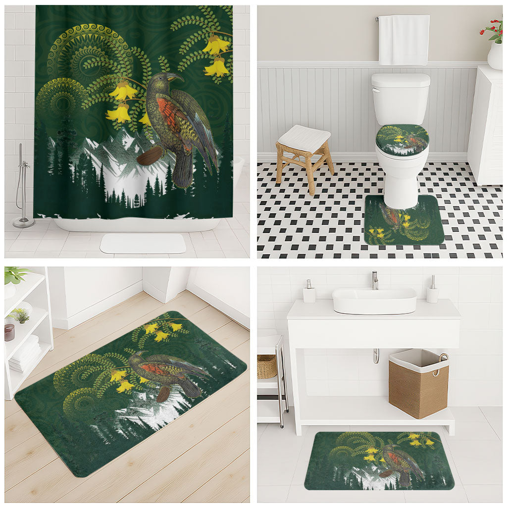 Kea Bird Kowhai New Zealand Bathroom Set Mountain Landscape Maori Art