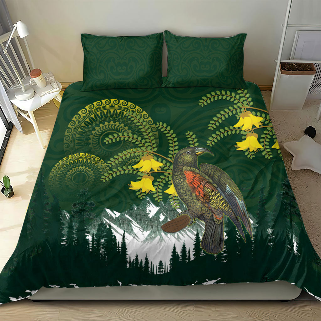 Kea Bird Kowhai New Zealand Bedding Set Mountain Landscape Maori Art