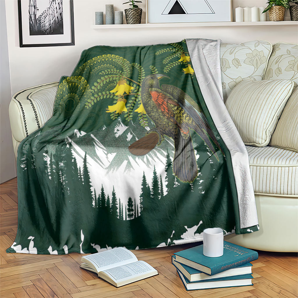 Kea Bird Kowhai New Zealand Blanket Mountain Landscape Maori Art