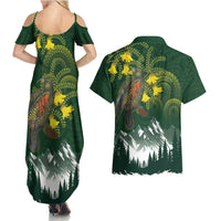 Kea Bird Kowhai New Zealand Couples Matching Summer Maxi Dress and Hawaiian Shirt Mountain Landscape Maori Art LT22 - Polynesian Pride