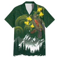 Kea Bird Kowhai New Zealand Family Matching Summer Maxi Dress and Hawaiian Shirt Mountain Landscape Maori Art LT22 Dad's Shirt - Short Sleeve Green - Polynesian Pride