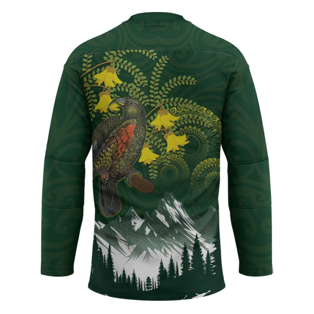 Kea Bird Kowhai New Zealand Hockey Jersey Mountain Landscape Maori Art